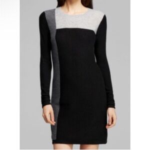 Vince Colorblock 100% Cashmere Dress Black White Gray Size XS
